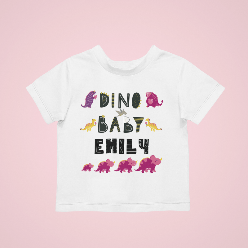 The Little Personal Shop Babygrows Personalised Dino Baby Girl
