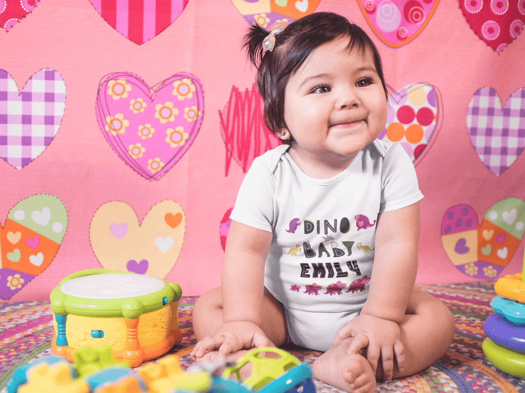 The Little Personal Shop Babygrows Personalised Dino Baby Girl