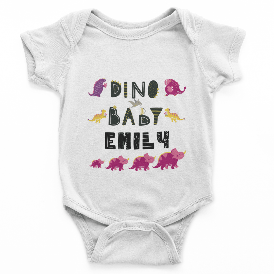 The Little Personal Shop Babygrows Personalised Dino Baby Girl
