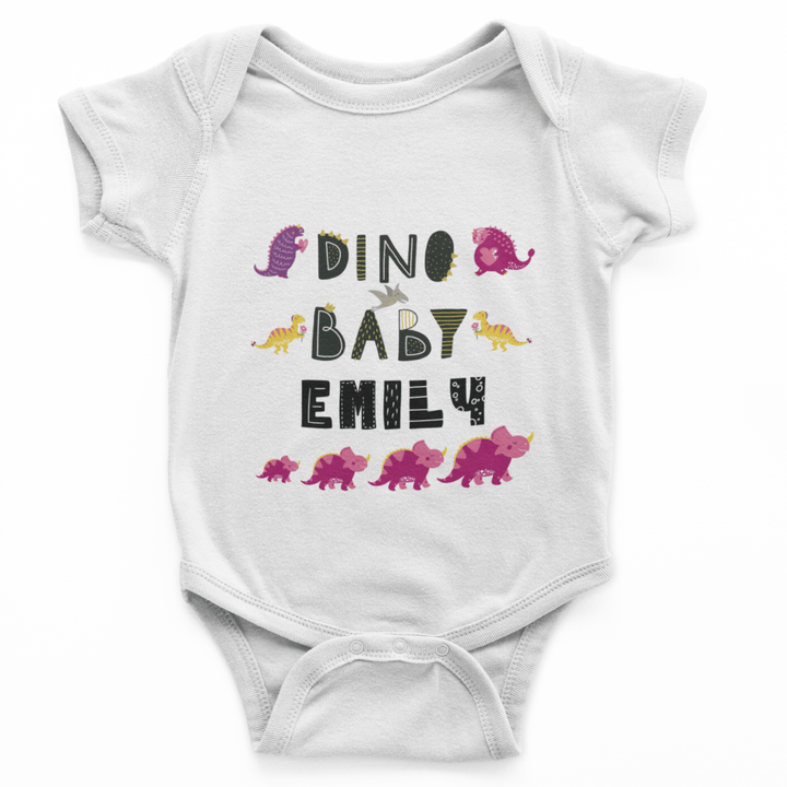 The Little Personal Shop Babygrows Personalised Dino Baby Girl