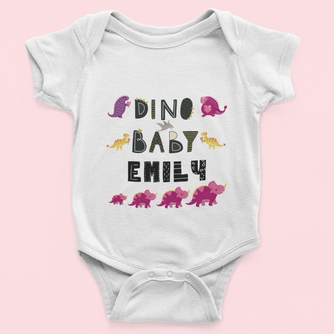 The Little Personal Shop Babygrows Personalised Dino Baby Girl