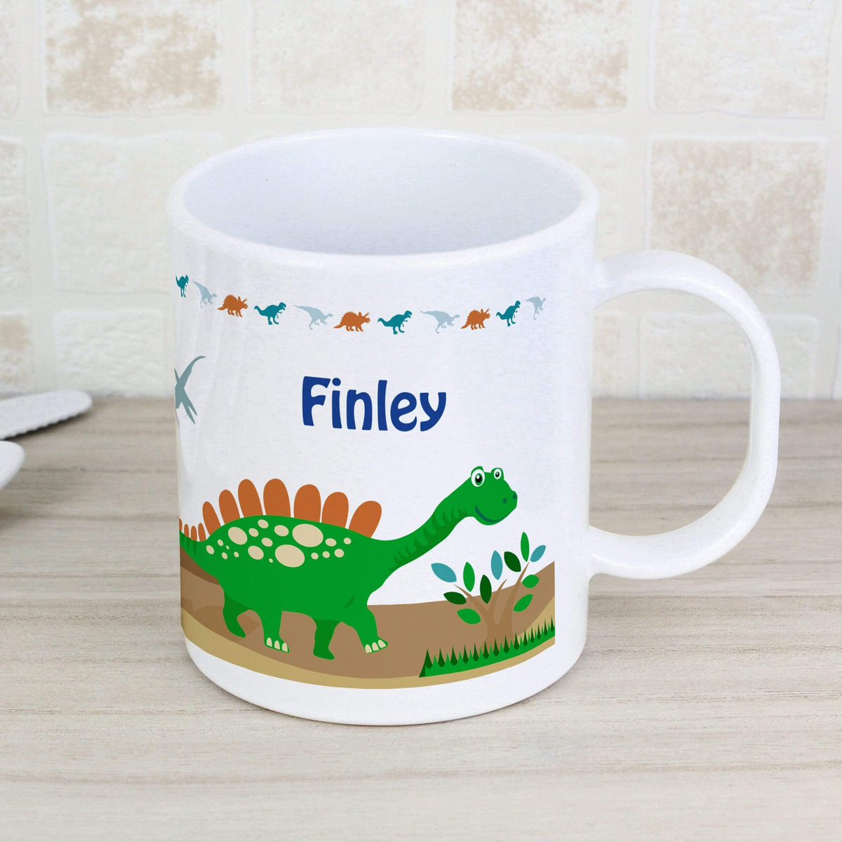 Personalised Memento Mealtime Essentials Personalised Dinosaur Plastic Mug