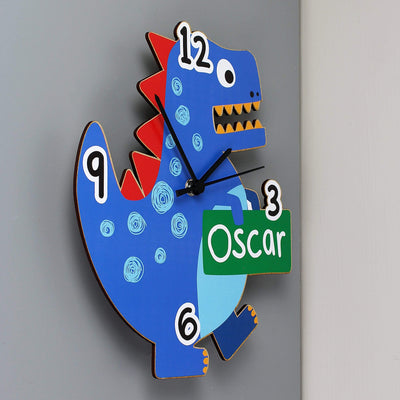 Personalised Memento Clocks & Watches Personalised Dinosaur Shape Wooden Clock
