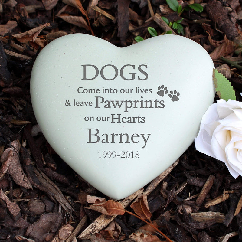 Personalised Memento Memorials Personalised Dog Pawprints Heart Memorial