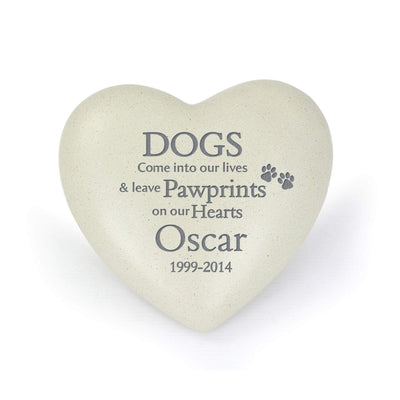 Personalised Memento Memorials Personalised Dog Pawprints Heart Memorial