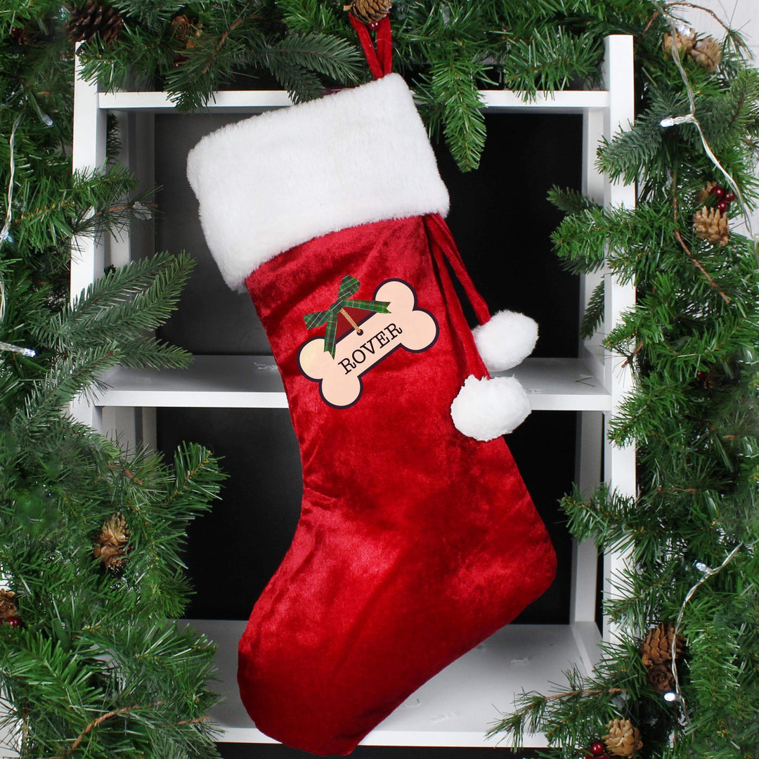 Personalised Memento Personalised Dog Treats Luxury Red Stocking