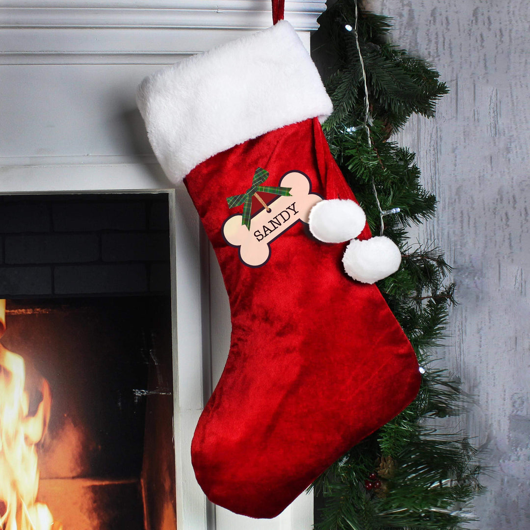 Personalised Memento Personalised Dog Treats Luxury Red Stocking