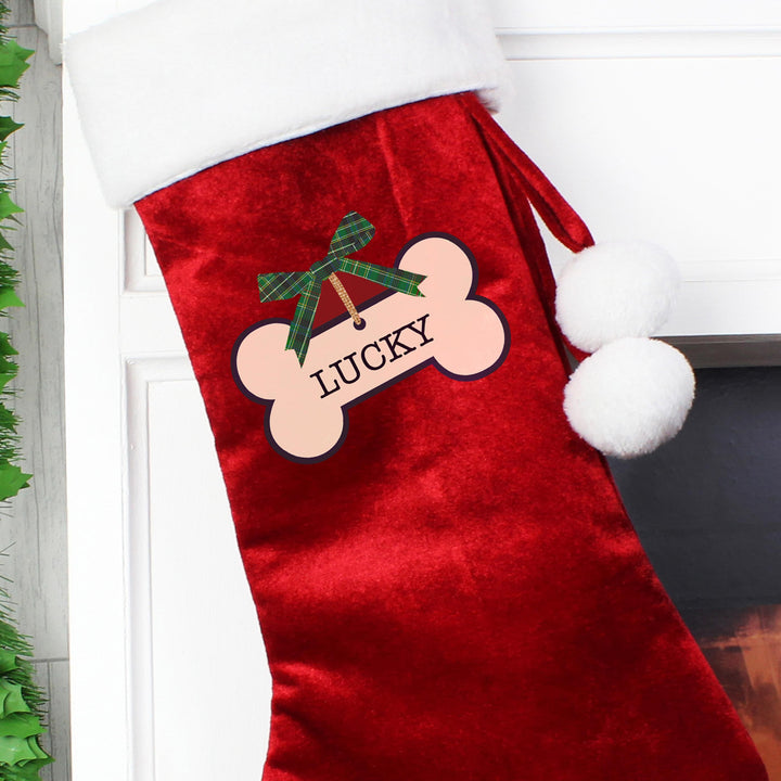 Personalised Memento Personalised Dog Treats Luxury Red Stocking