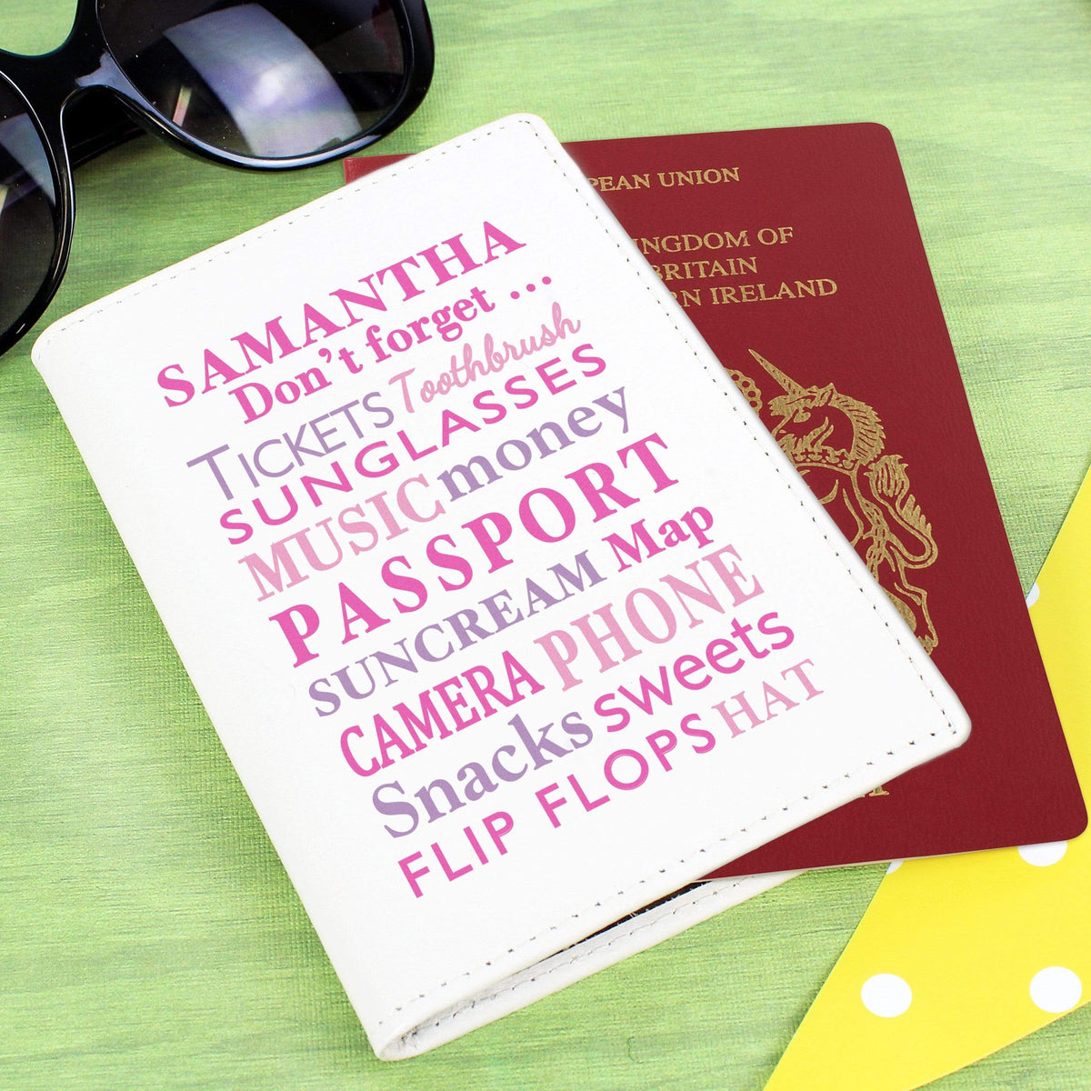 Personalised Memento Leather Personalised Dont Forget Cream Passport Holder