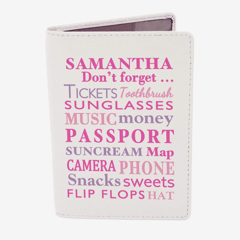 Personalised Memento Leather Personalised Dont Forget Cream Passport Holder