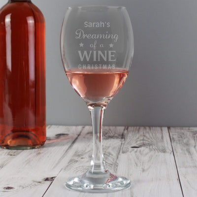Personalised Memento Glasses & Barware Personalised Dreaming of a Wine Christmas... Wine Glass