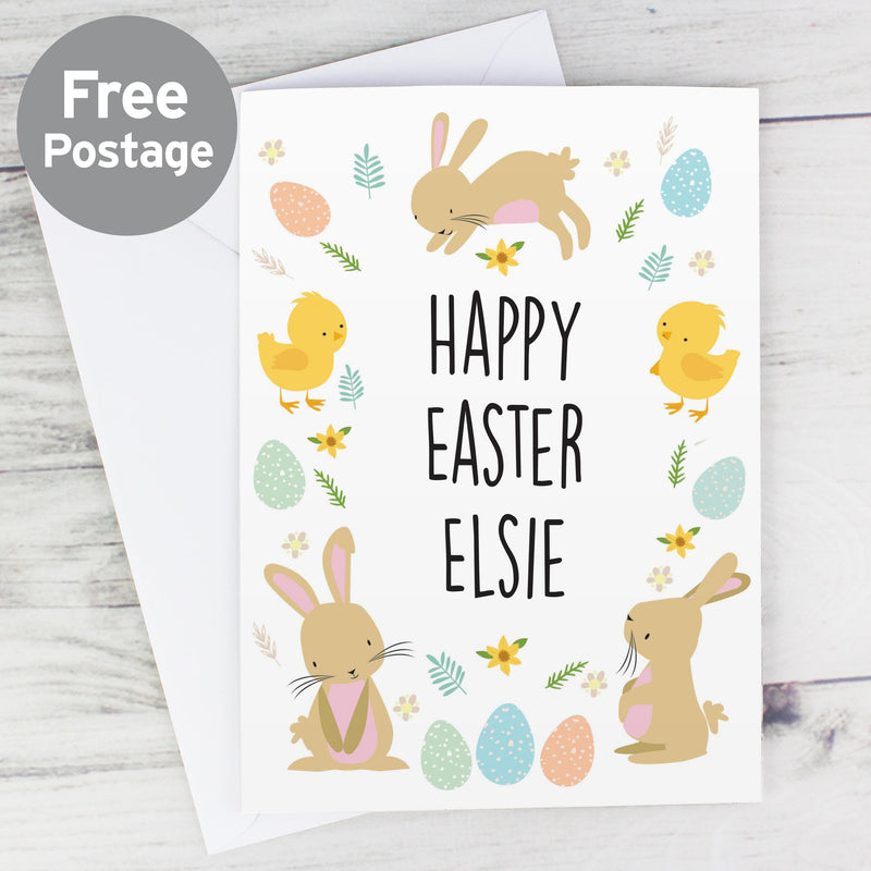 Personalised Memento Personalised Easter Bunny & Chick Card