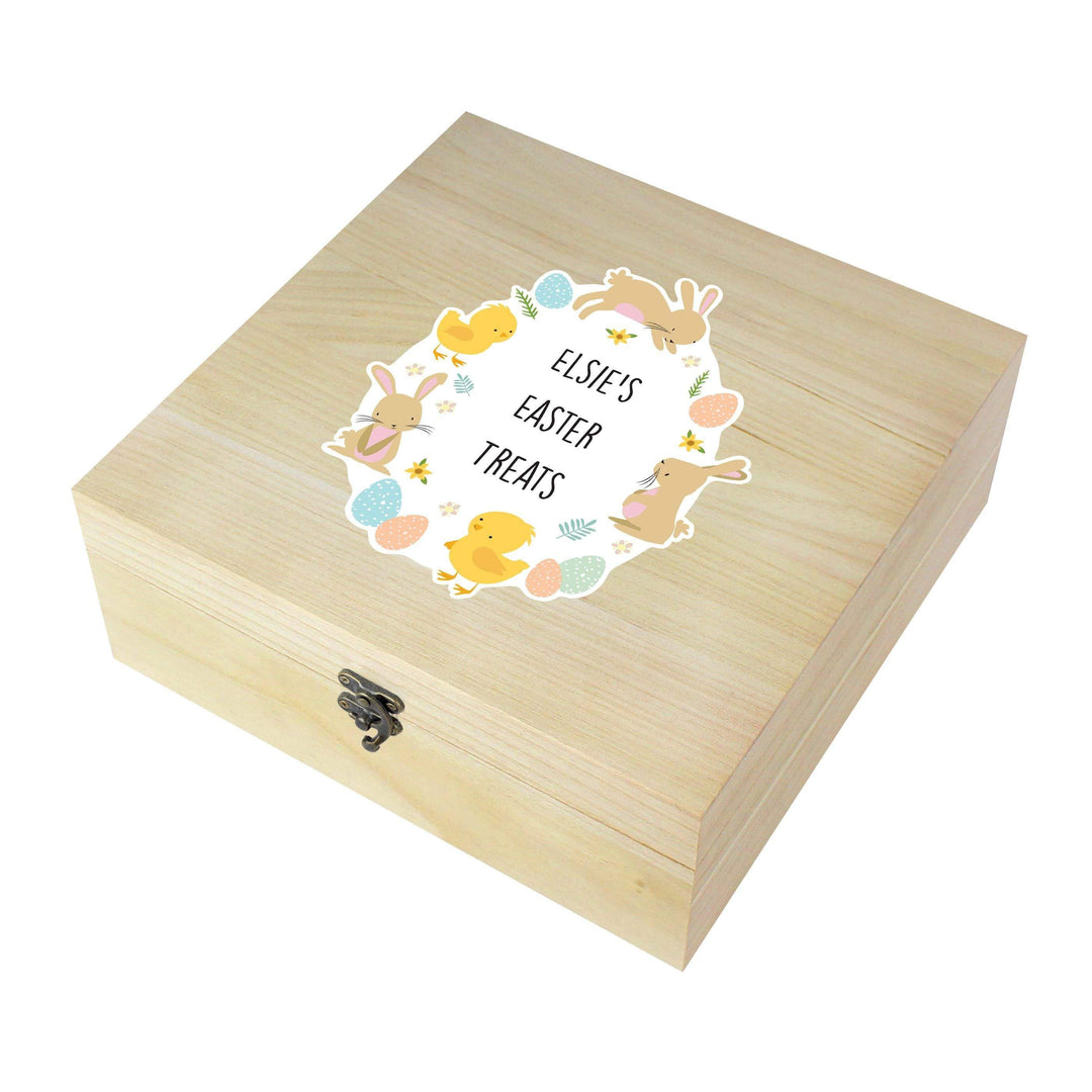 Personalised Memento Personalised Easter Bunny &amp; Chick Large Wooden Keepsake Box