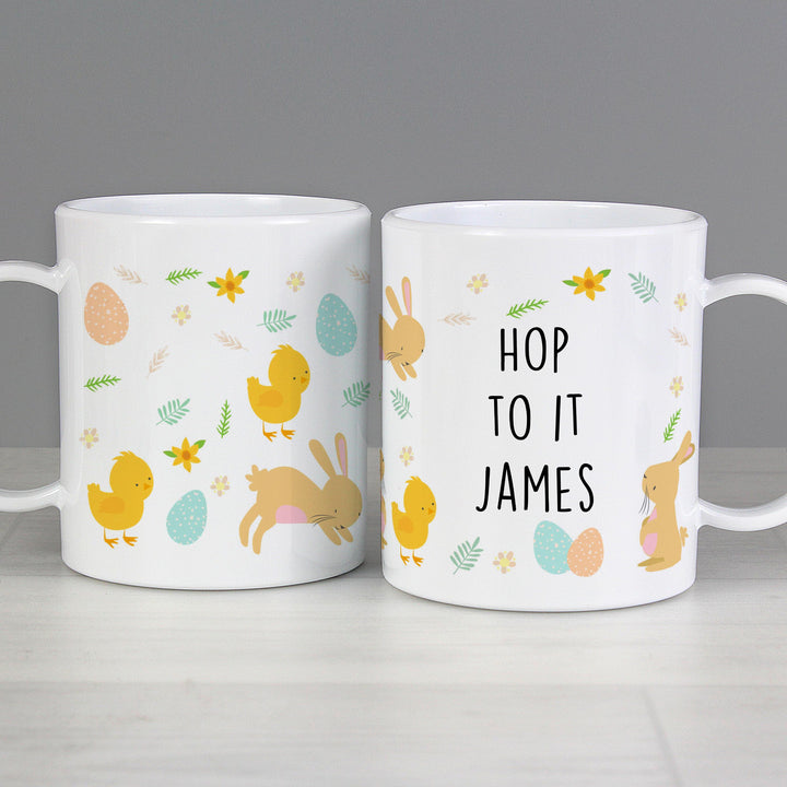 Personalised Memento Personalised Easter Bunny &amp; Chick Plastic Mug
