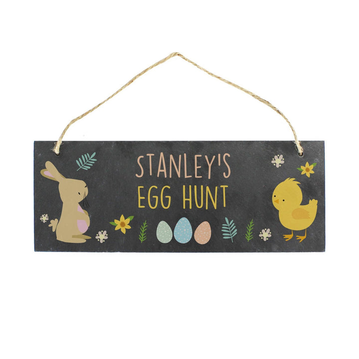 Personalised Memento Personalised Easter Bunny &amp; Chick Slate Door Plaque