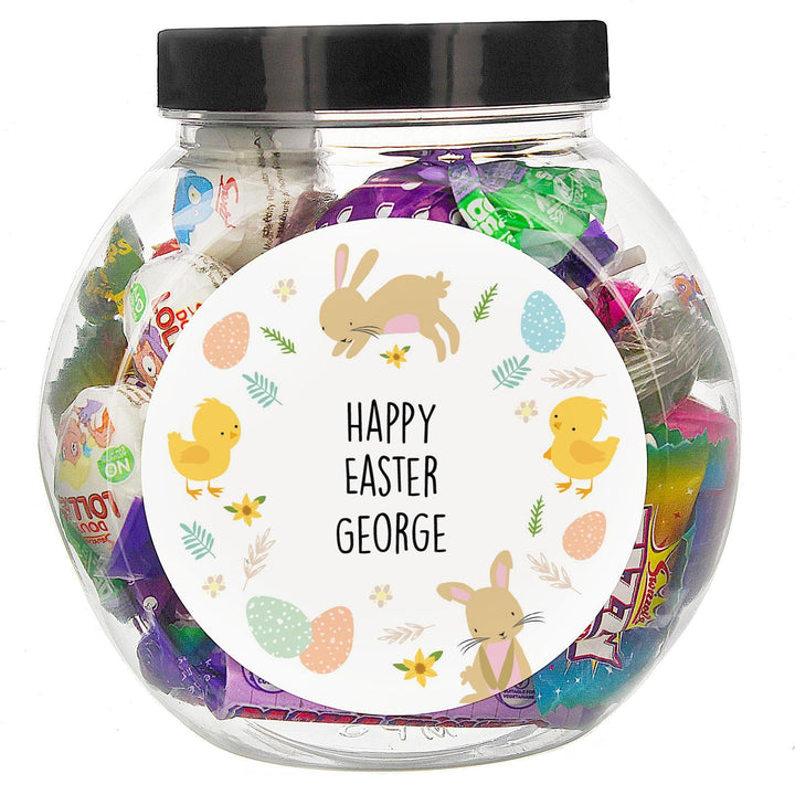 Personalised Memento Personalised Easter Bunny &amp; Chick Sweets Jar