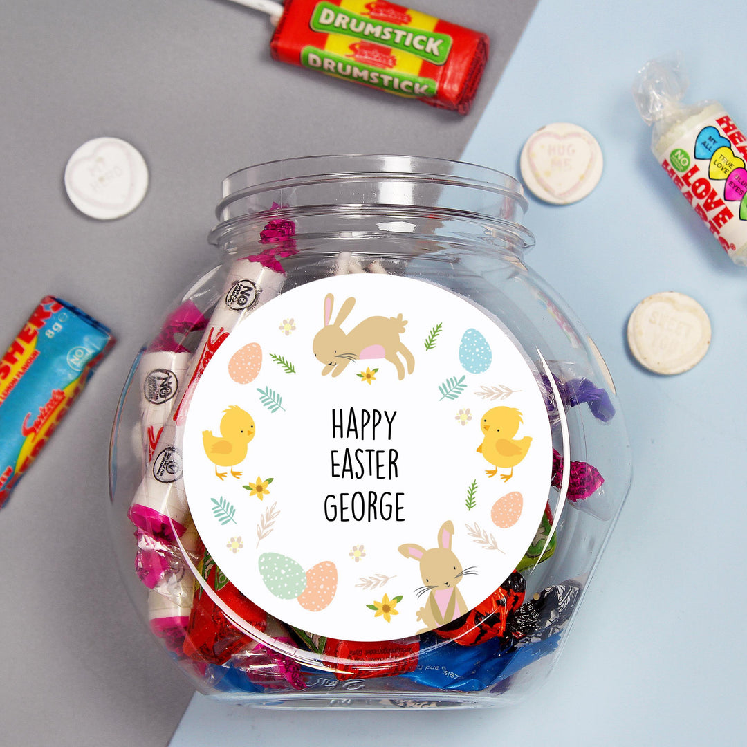 Personalised Memento Personalised Easter Bunny &amp; Chick Sweets Jar
