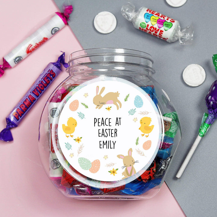 Personalised Memento Personalised Easter Bunny &amp; Chick Sweets Jar