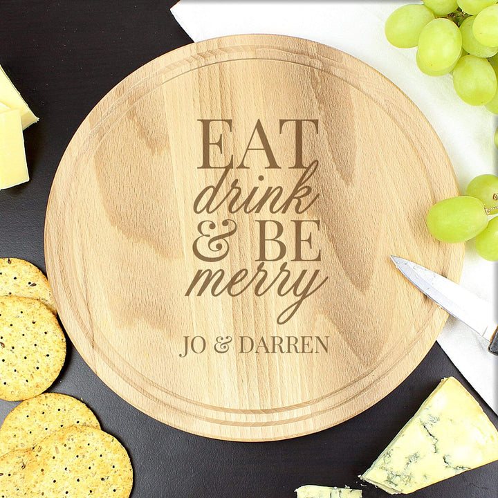 Personalised Memento Kitchen, Baking &amp; Dining Gifts Personalised Eat Drink &amp; Be Merry Rectangular Chopping Board