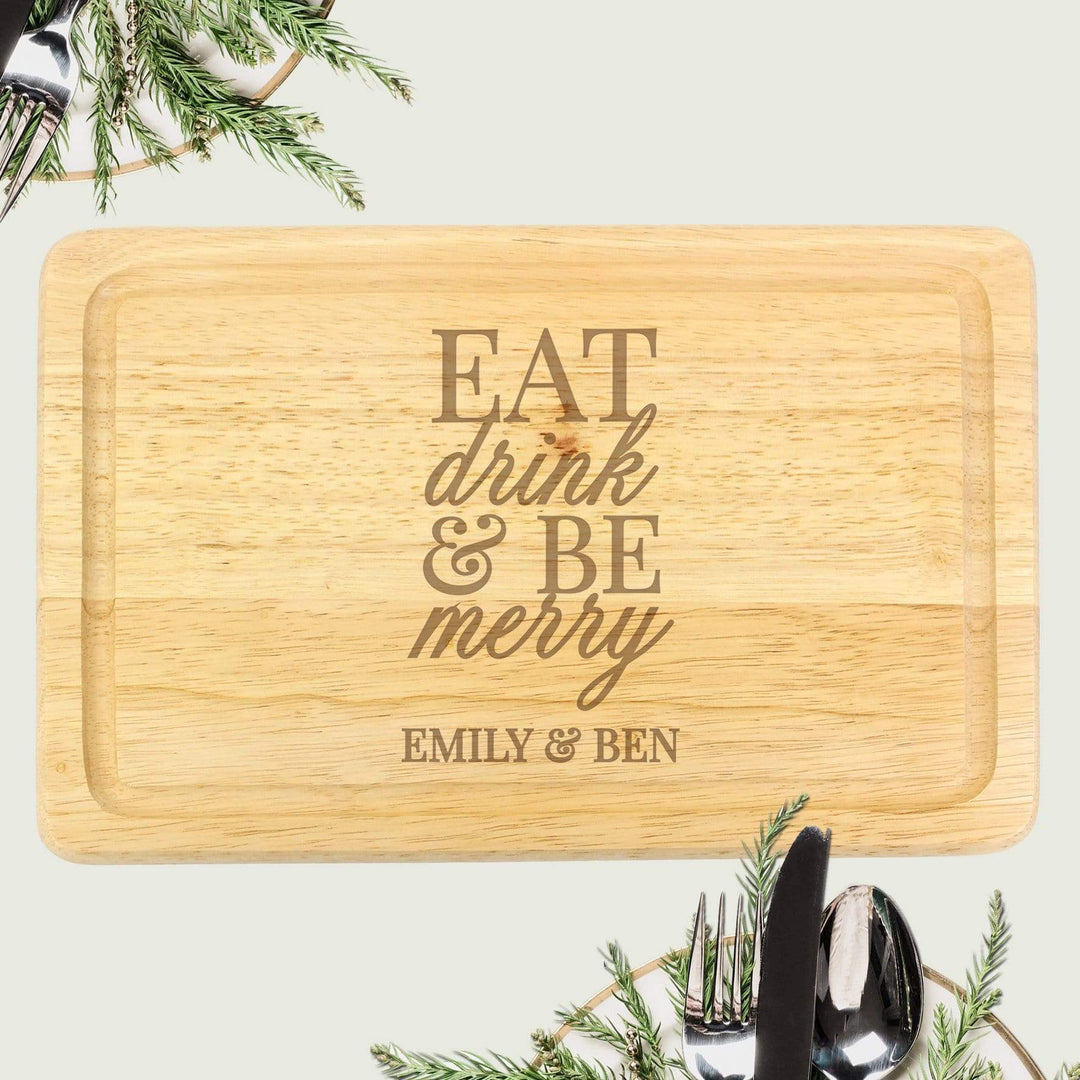 Personalised Memento Kitchen, Baking &amp; Dining Gifts Personalised Eat Drink &amp; Be Merry Rectangular Chopping Board