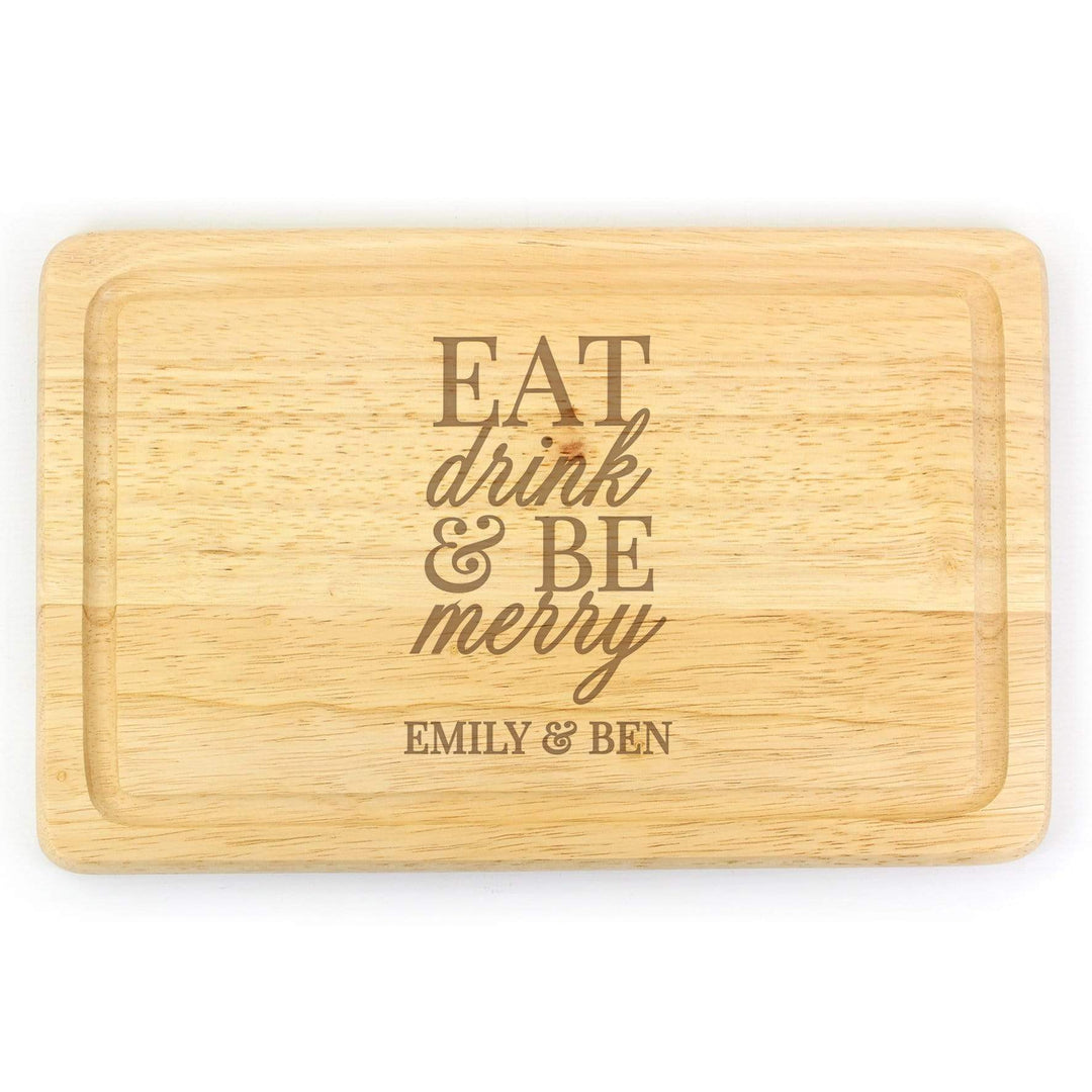 Personalised Memento Kitchen, Baking &amp; Dining Gifts Personalised Eat Drink &amp; Be Merry Rectangular Chopping Board