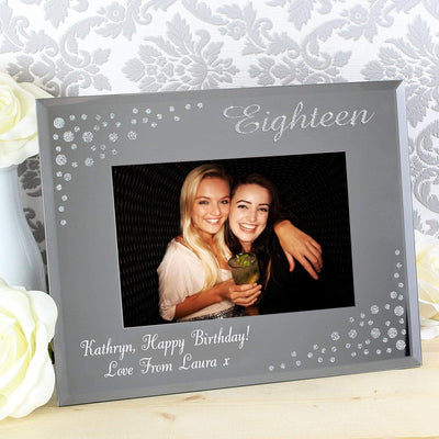 Personalised Memento Photo Frames, Albums and Guestbooks Personalised Eighteen Diamante 6x4 Glass Photo Frame