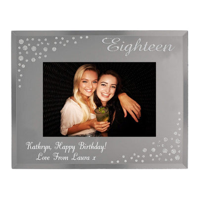 Personalised Memento Photo Frames, Albums and Guestbooks Personalised Eighteen Diamante 6x4 Glass Photo Frame