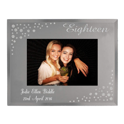 Personalised Memento Photo Frames, Albums and Guestbooks Personalised Eighteen Diamante 6x4 Glass Photo Frame