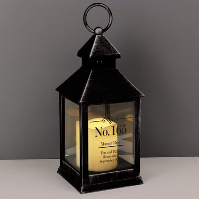Personalised Memento LED Lights, Candles & Decorations Personalised Elegant Diamond Rustic Black Lantern