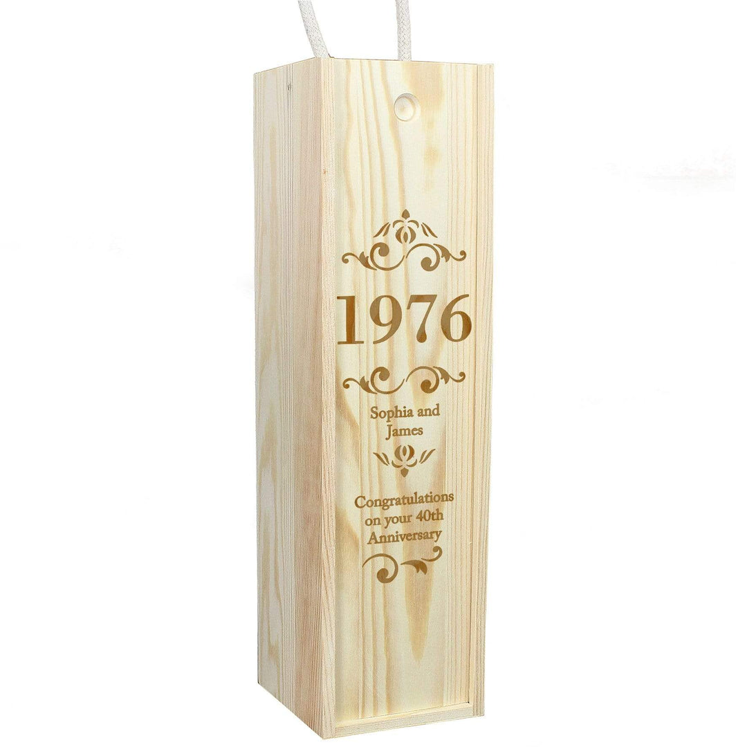 Personalised Memento Food &amp; Drink Personalised Elegant Number Wooden Wine Bottle Box