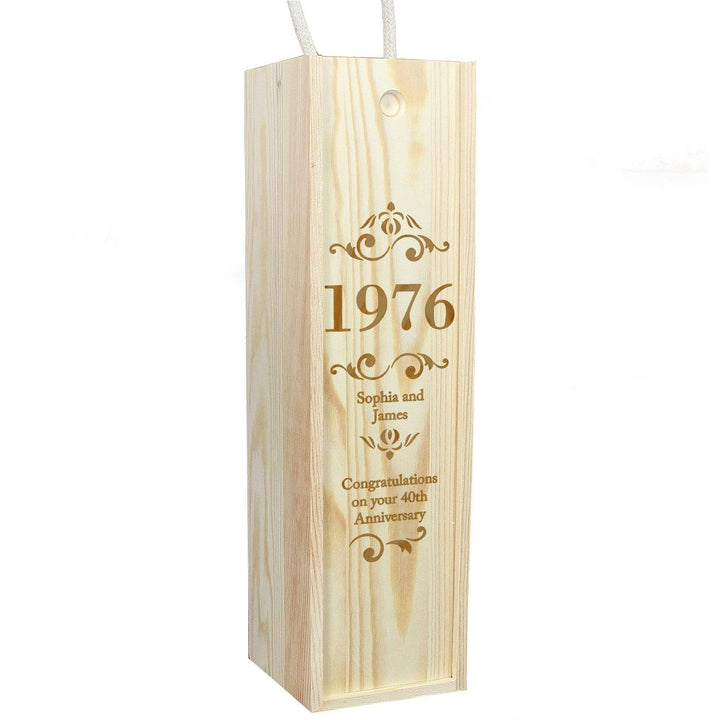 Personalised Memento Food &amp; Drink Personalised Elegant Number Wooden Wine Bottle Box