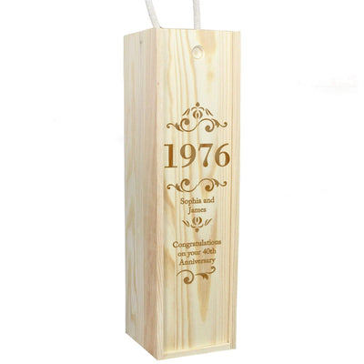 Personalised Memento Food & Drink Personalised Elegant Number Wooden Wine Bottle Box