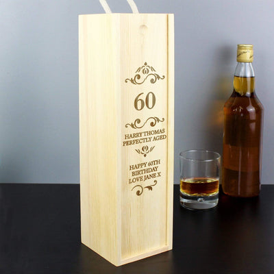 Personalised Memento Food & Drink Personalised Elegant Number Wooden Wine Bottle Box