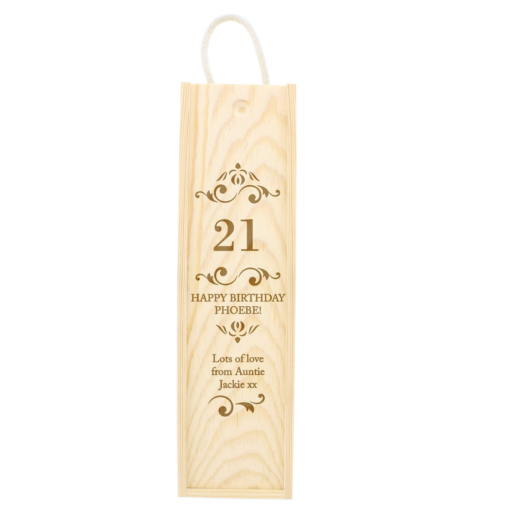 Personalised Memento Food &amp; Drink Personalised Elegant Number Wooden Wine Bottle Box