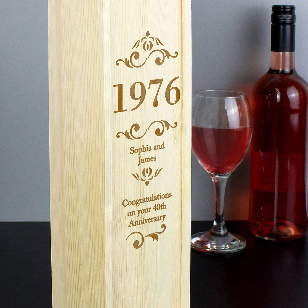 Personalised Memento Food &amp; Drink Personalised Elegant Number Wooden Wine Bottle Box