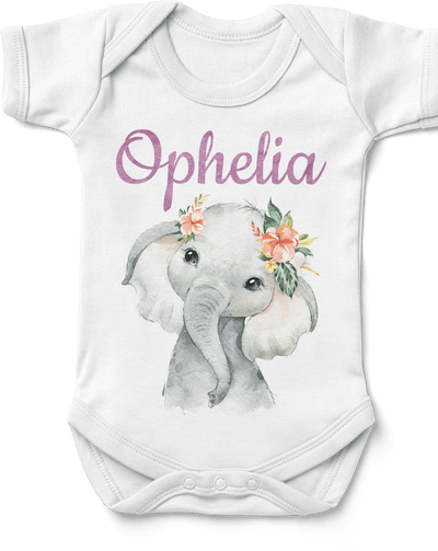 The Little Personal Shop Personalised Elephant Girl Babygrow/Onesie