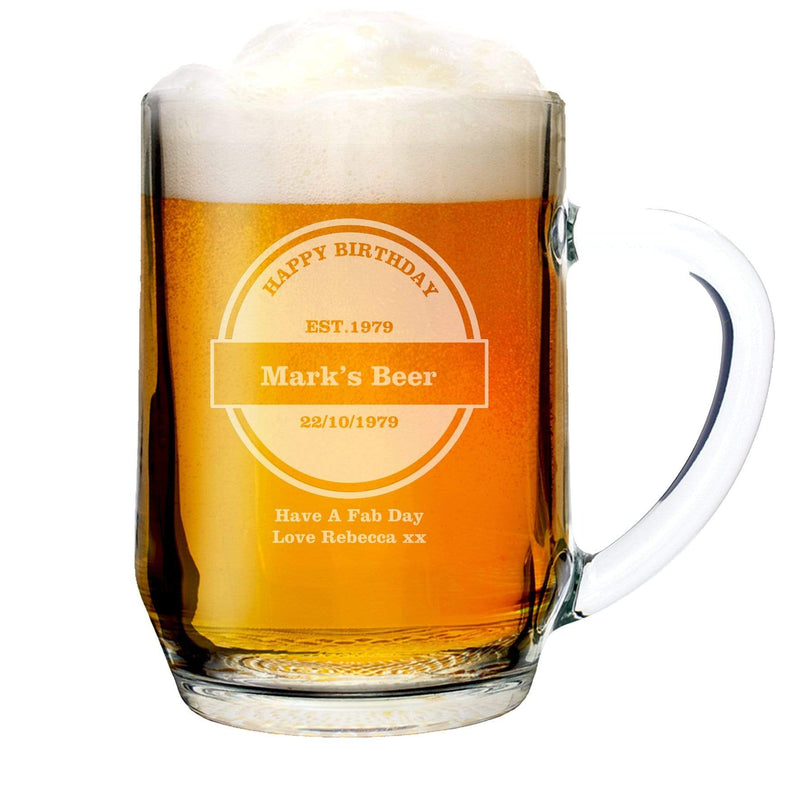 Personalised Memento Glasses & Barware Personalised Established Beer Label Tankard