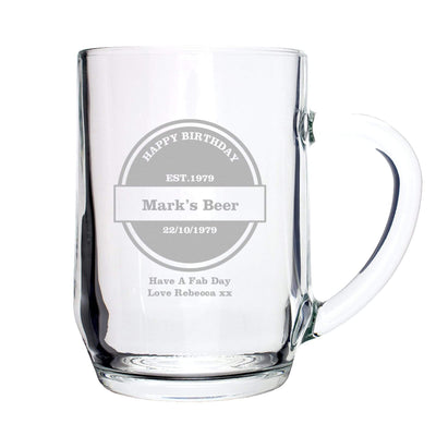 Personalised Memento Glasses & Barware Personalised Established Beer Label Tankard