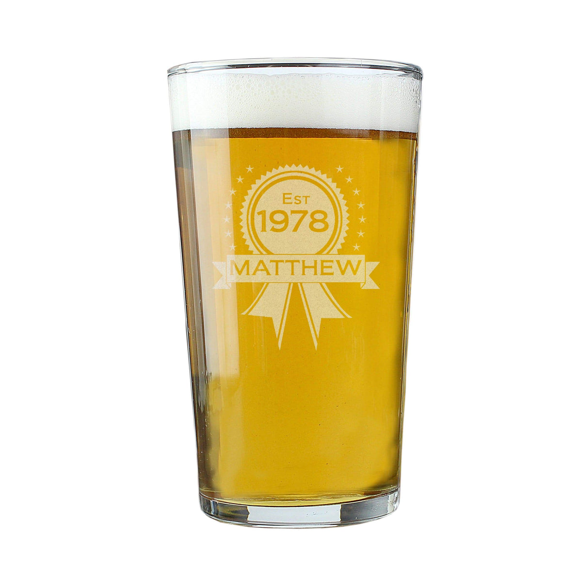 Personalised Memento Glasses & Barware Personalised Established Rosette Pint Glass