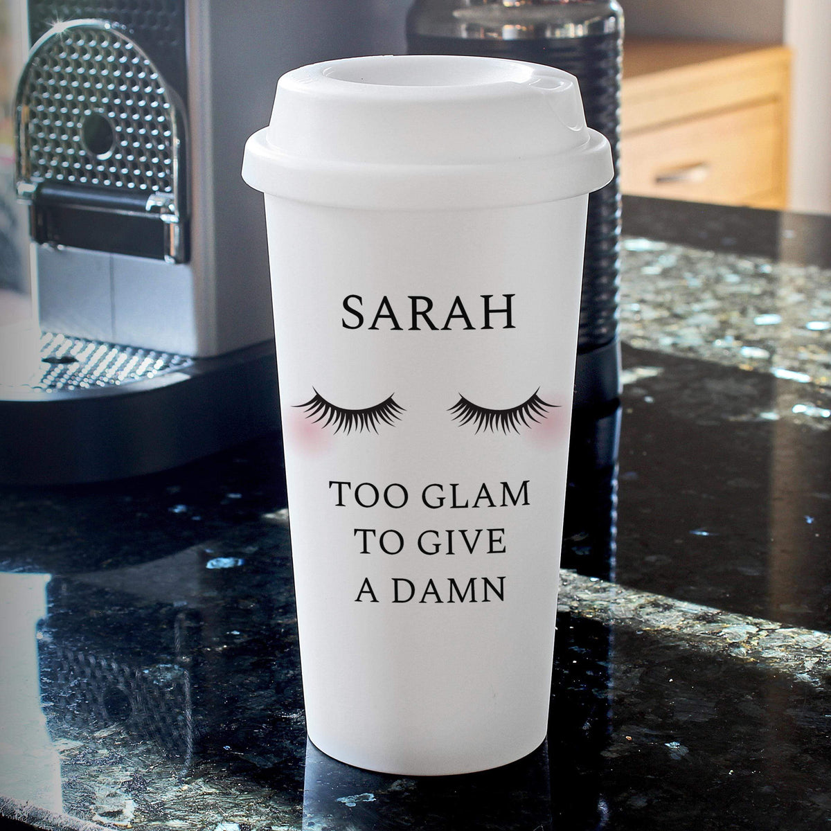 Personalised Memento Personalised Eyelashes Insulated Eco Travel Cup