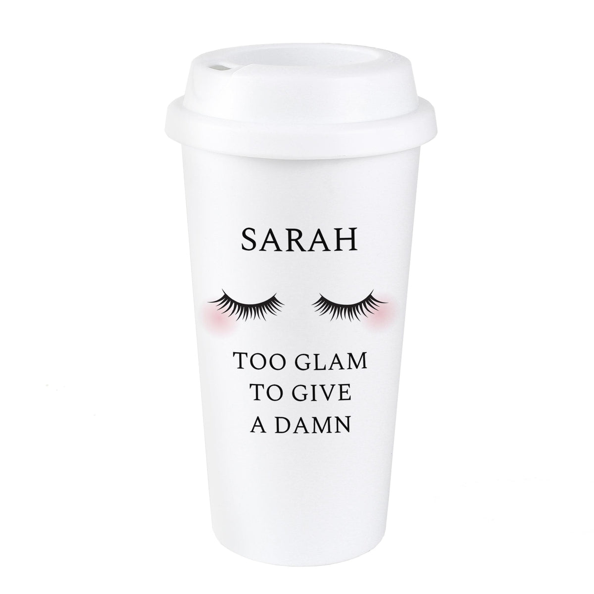 Personalised Memento Personalised Eyelashes Insulated Eco Travel Cup