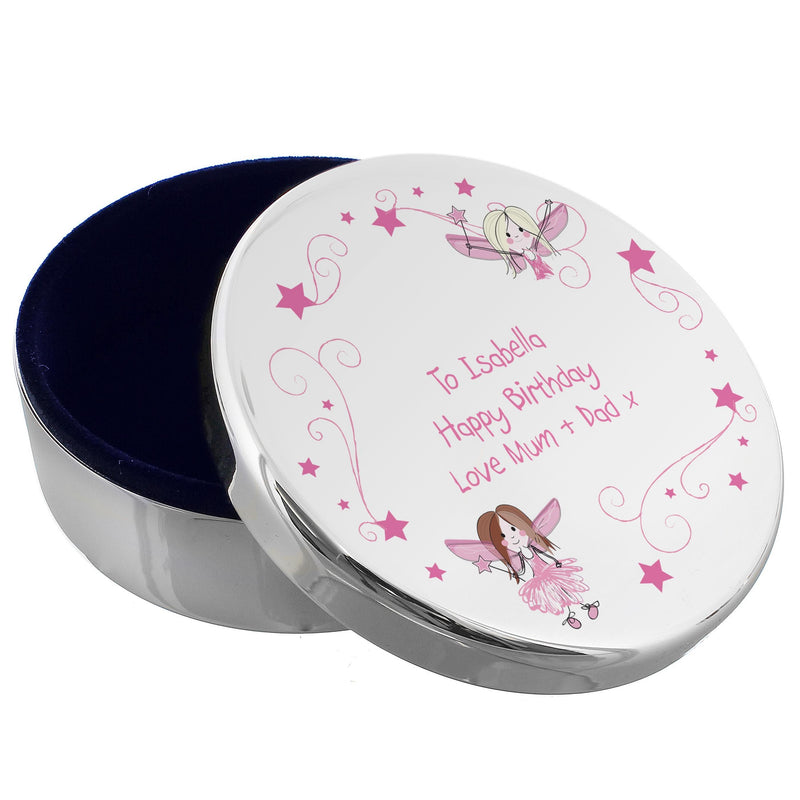 Personalised Memento Personalised Fairy Round Trinket Box