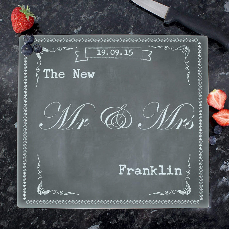 Personalised Memento Kitchen, Baking & Dining Gifts Personalised Family Chalk Glass Chopping Board/Workshop Saver