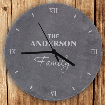 Personalised Memento Slate Personalised Family Slate Clock