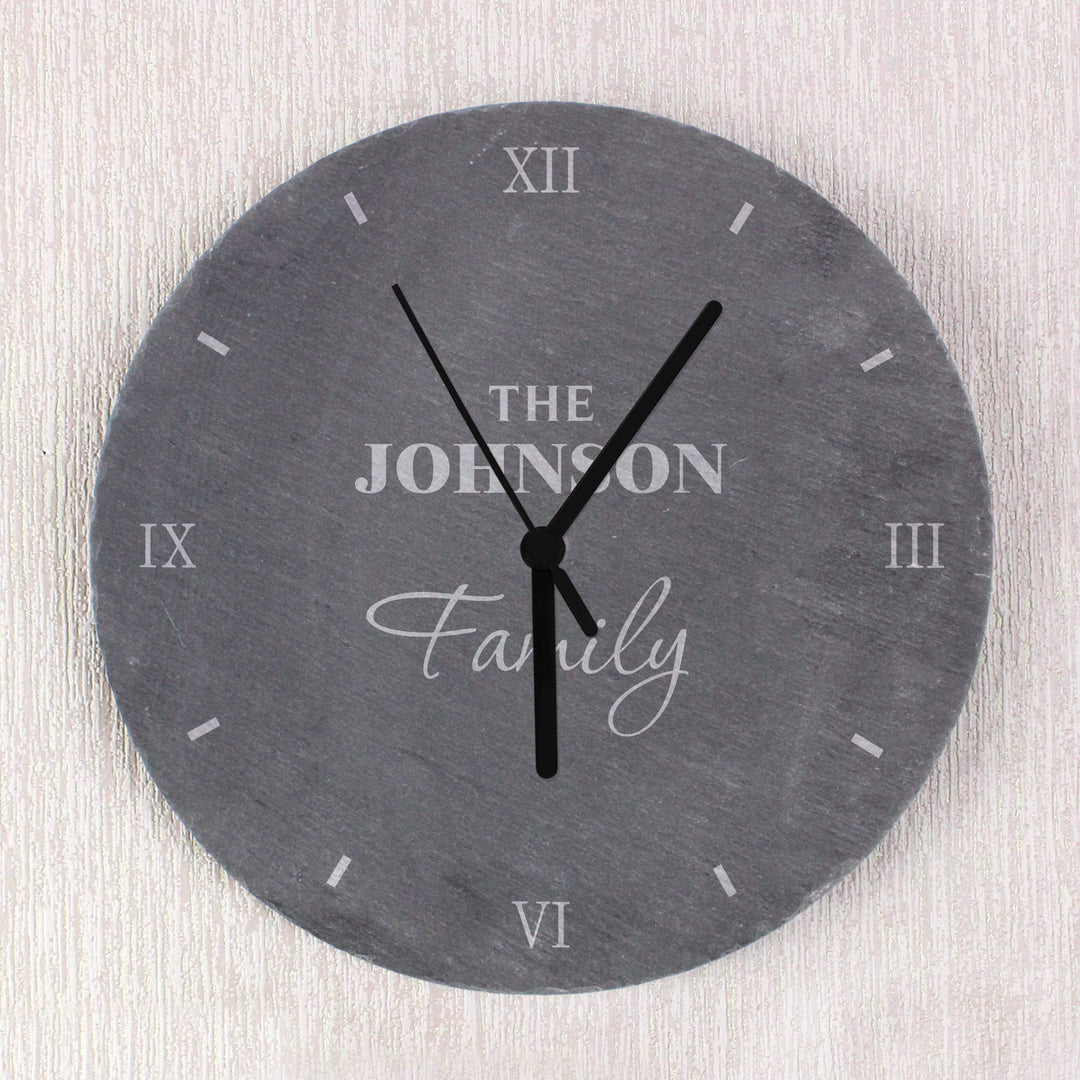 Personalised Memento Slate Personalised Family Slate Clock
