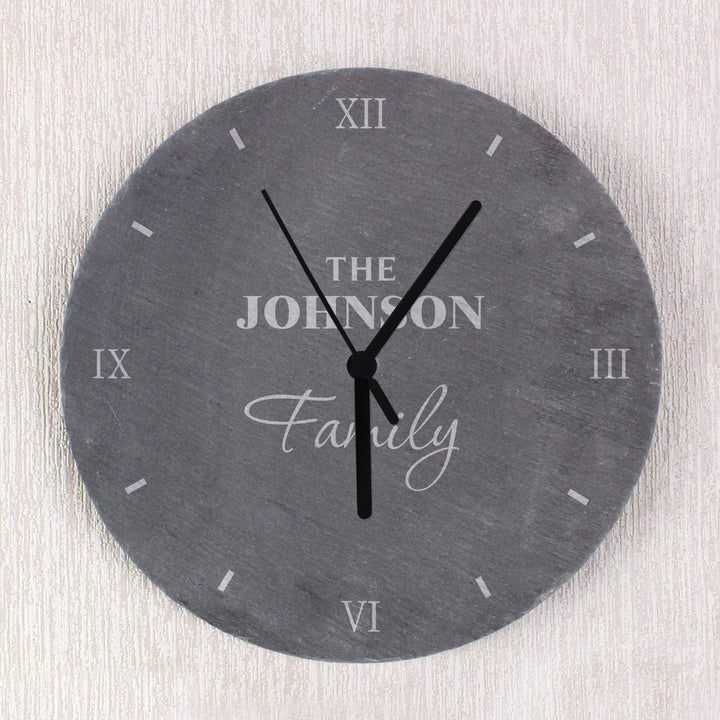Personalised Memento Slate Personalised Family Slate Clock