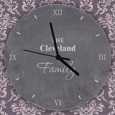 Personalised Memento Slate Personalised Family Slate Clock