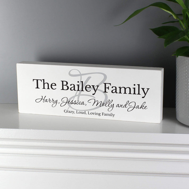 Personalised Memento Personalised Family Wooden Block Sign