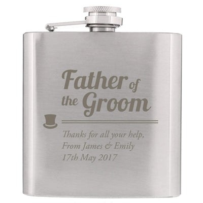 Personalised Memento Glasses & Barware Personalised Father of the Groom Hip Flask