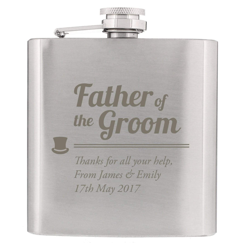 Personalised Memento Glasses & Barware Personalised Father of the Groom Hip Flask